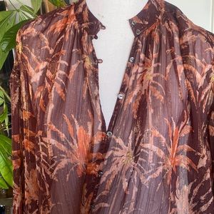 Scotch & Soda Mock Neck Chiffon Button Up Blouse